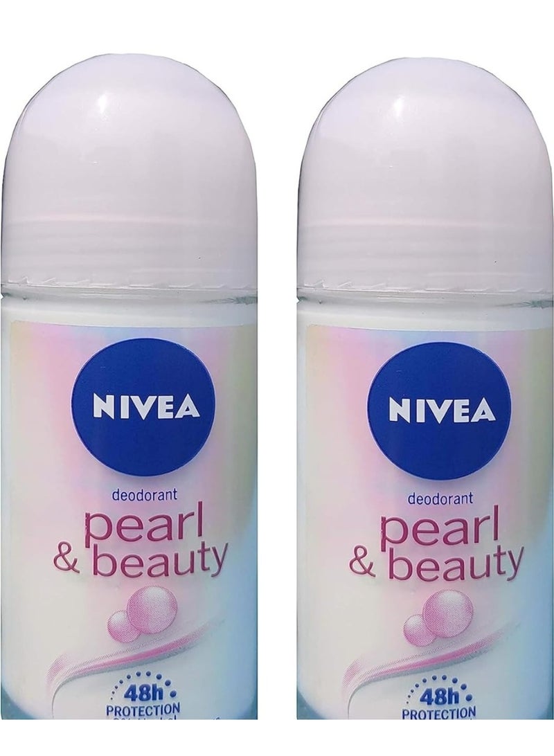 Nivea Pearl Beauty Roll-On for Women (50ml) Pack of 2 - Image 1